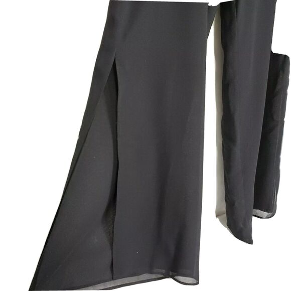 Coldwater Creek Pants Size 10P Black Elastic Back Waist Side Slit Zipper Wide - Picture 5 of 9